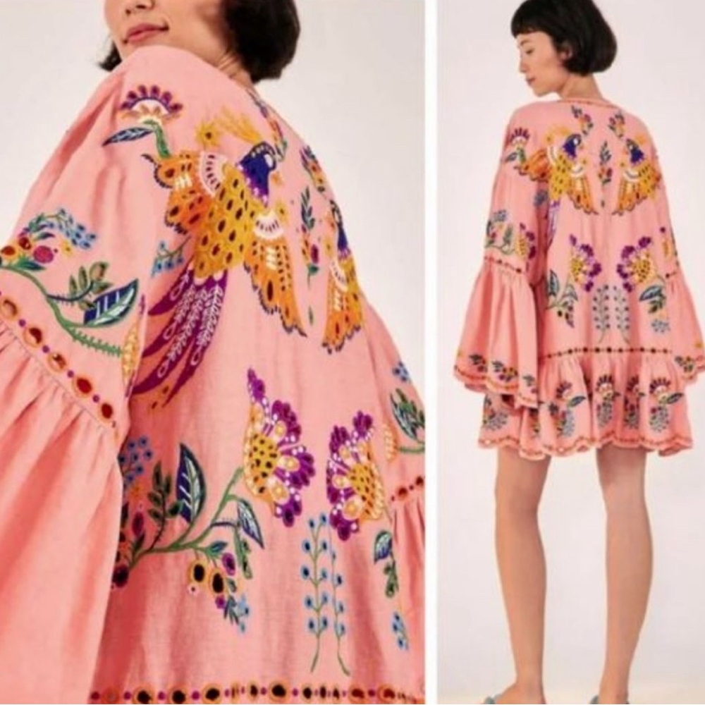 Pink Kimono with Embroidery